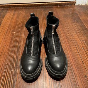 Zara Black Zippered Lug Sole Ankle Boots